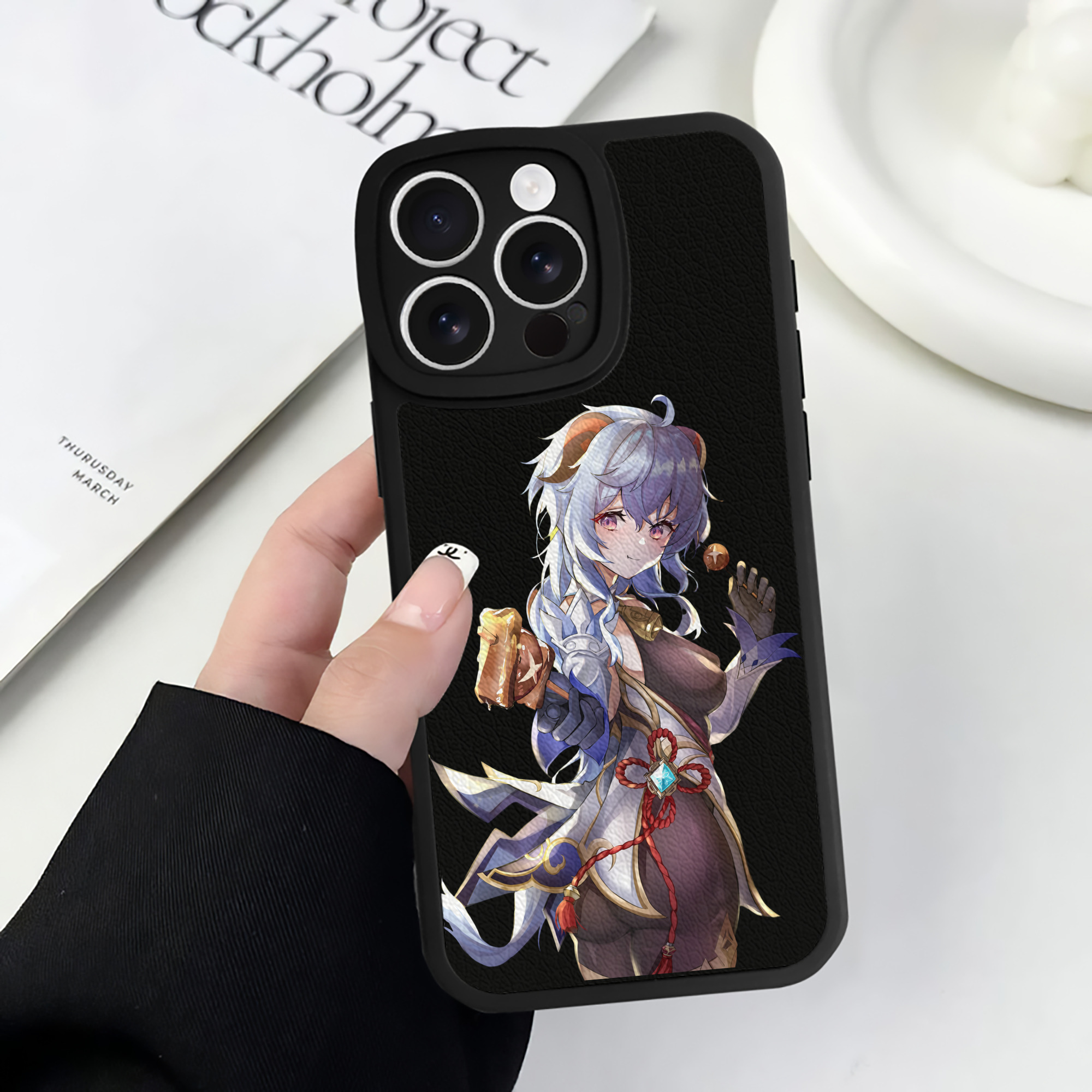 げんし神 甘雨 かんう genshin Ganyu 【iPhone 16シリーズ対応】シリコンスマホケース（レザー調） 材質：シリコン